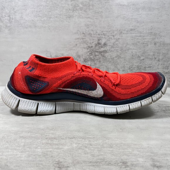 Nike Free 5.0 Flyknit Running Shoes - Men's Size 10.5 - Bright Crimson Red - Picture 2 of 9